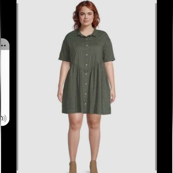 Terra & Sky Charcoal Button-Down Mini Dress - Picture 1 of 9